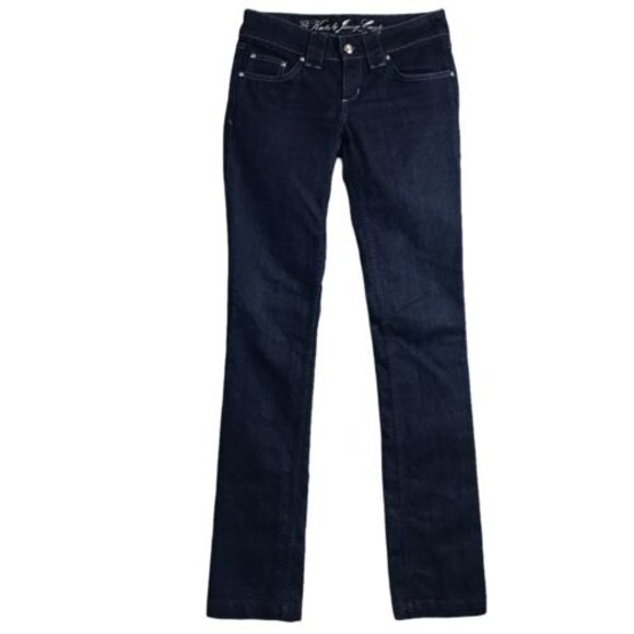 The Kate by Juicy Couture Jeans Dark Blue Pants  Sz 24 Silver Denim 28 X 34 Y2K - Picture 1 of 12